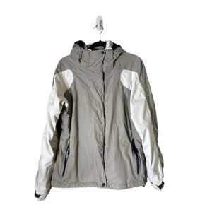 Columbia Titanium Women’s Ski Jacket Omni-Tech Waterproof Beige White Size Large